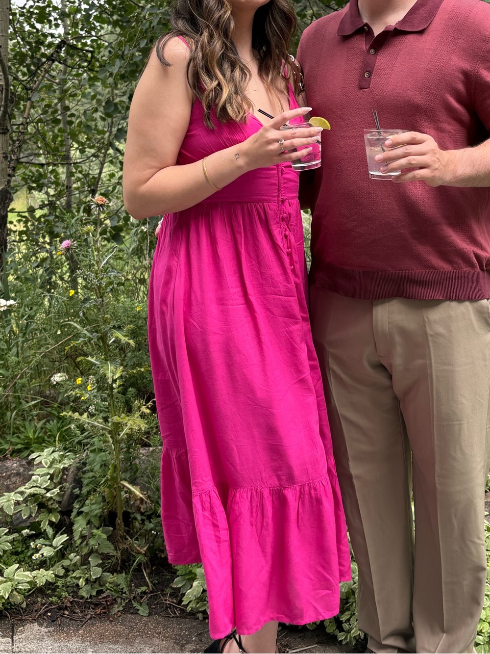 Hot pink midi dress